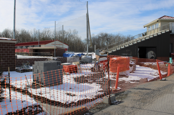 A blanket of snow covers the construction area of the 125 Project. Workers continue to wrestle with the weather.